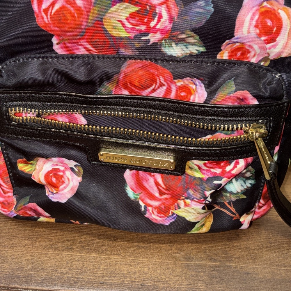 Juicy Couture Mini Backpack Romantic Rose Nylon Floral Small Handbag Purse EUC - Picture 4 of 12